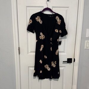 Volcom Wrapsicle Floral Black Dress XS